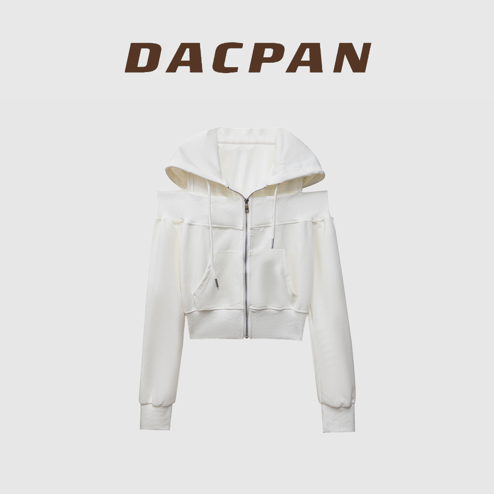 【回卫无穷】露肩设计连帽休闲长袖卫衣