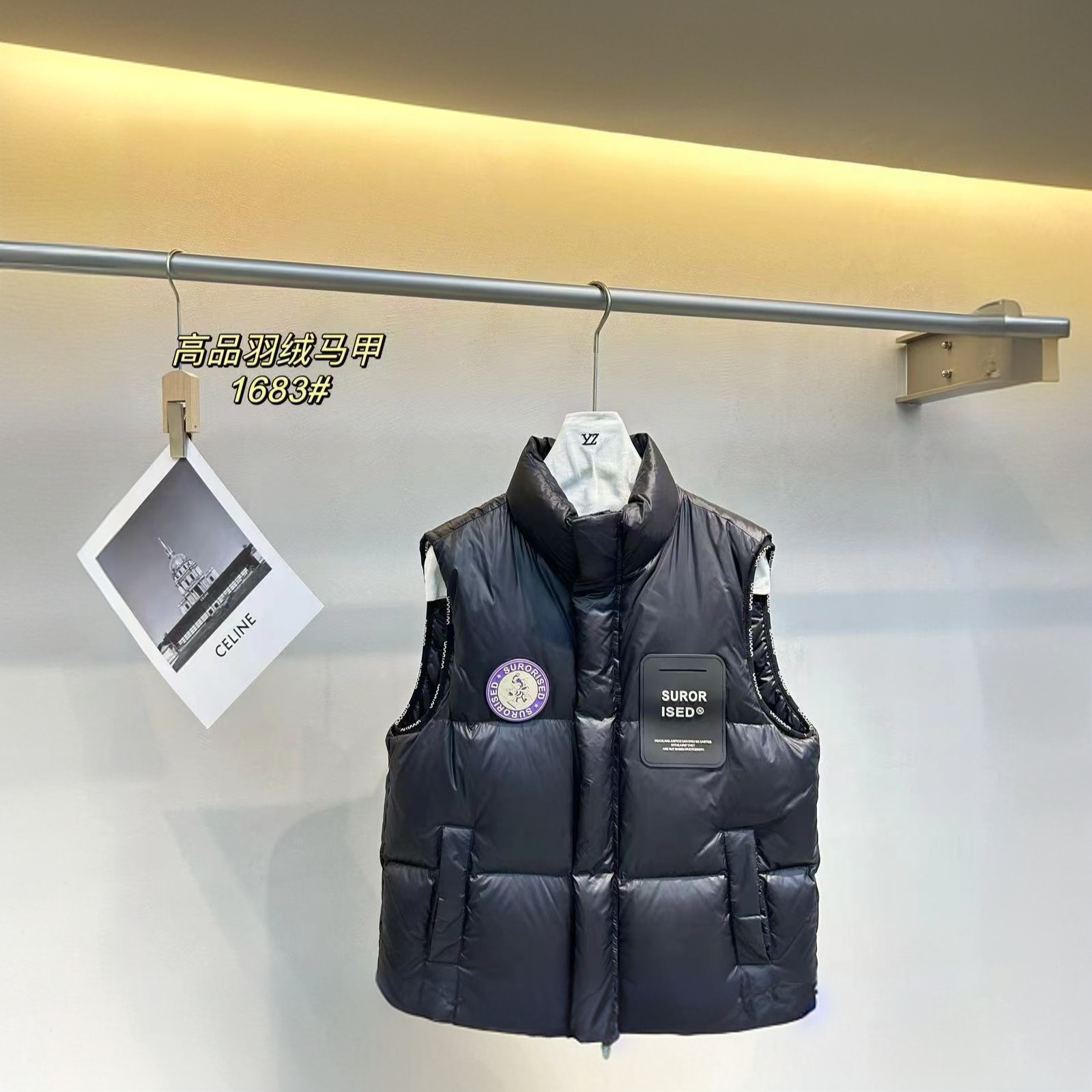 新款羽绒服马甲男女同款字母加厚短款背心90白鸭绒爆款冬季外穿