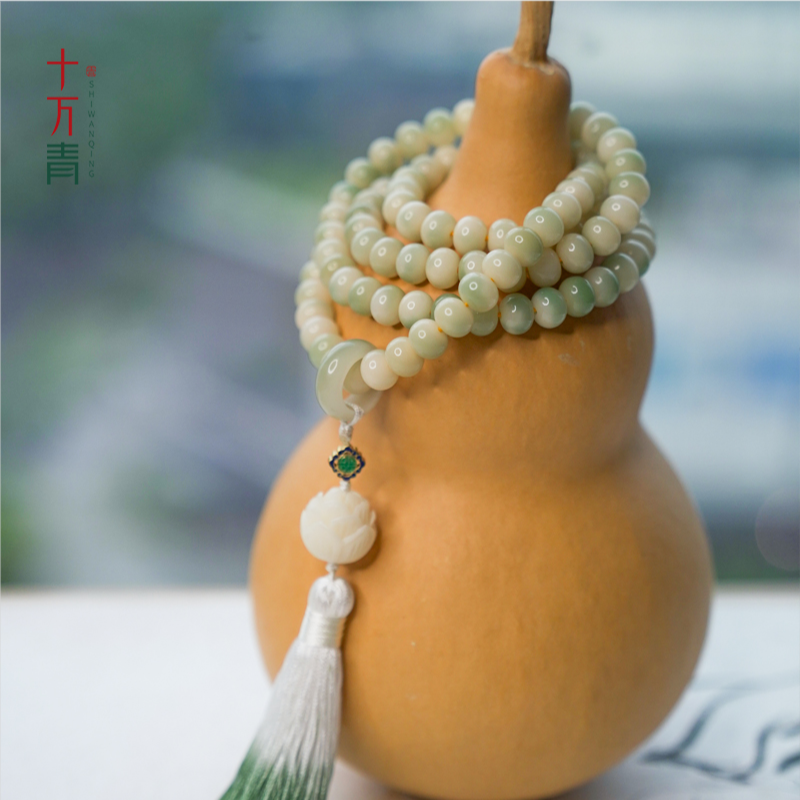 【醉江南】苹果飘花阴皮籽菩提根108手串（盘玩袋+手套）