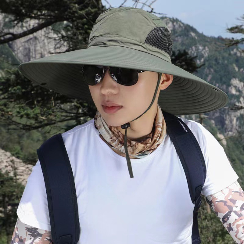帽子男士遮阳夏季钓鱼夏草帽太阳大帽檐渔夫男士夏天旅游防晒帽