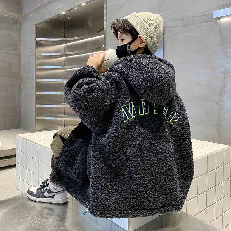 男童冬装毛毛衣外套2025新款儿童加厚加绒上衣中大童韩版炸街潮