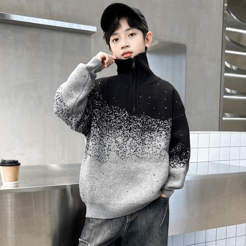 男童毛衣秋冬款2025新款冬季套头针织衫中大童儿童男孩秋装痞帅潮