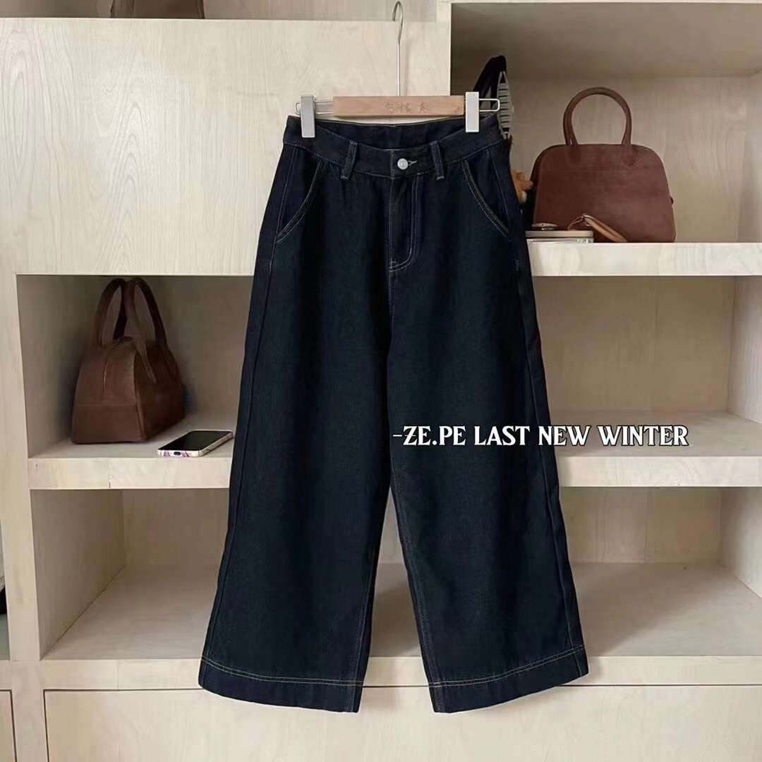 黑色加绒牛仔裤9658