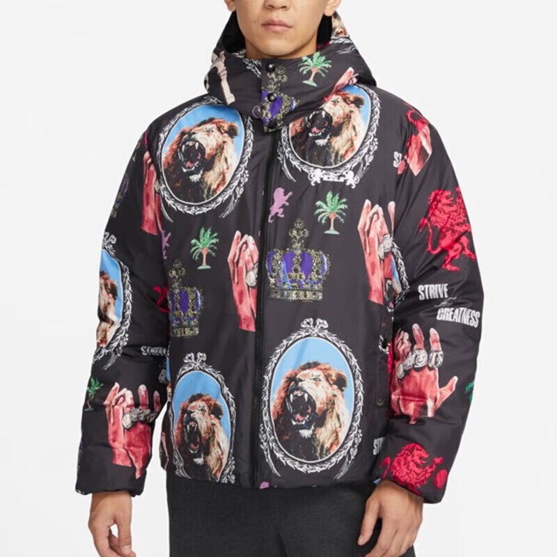 Nike/耐克男子运动休闲詹姆斯印花篮球保暖羽绒服外套FB6975-010