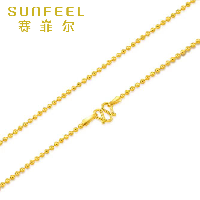 SUNFEEL/赛菲尔万足®足金黄金小米珠珠项链百搭时尚精美原料金条