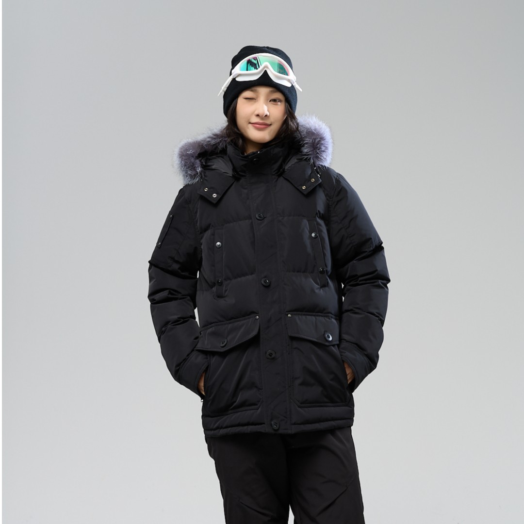 羽小白95白鸭绒中长情侣款宽松休闲潮流防风户外羽绒服