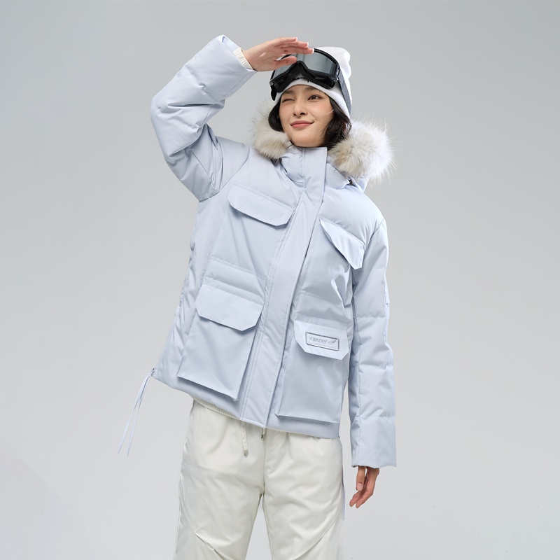 羽小白小工装新款短款小个子情侣款羽绒服派克