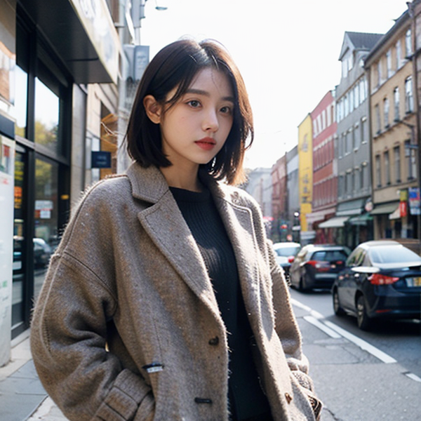 秋冬百搭时尚洋气新款双面呢子大衣外套女时尚显瘦