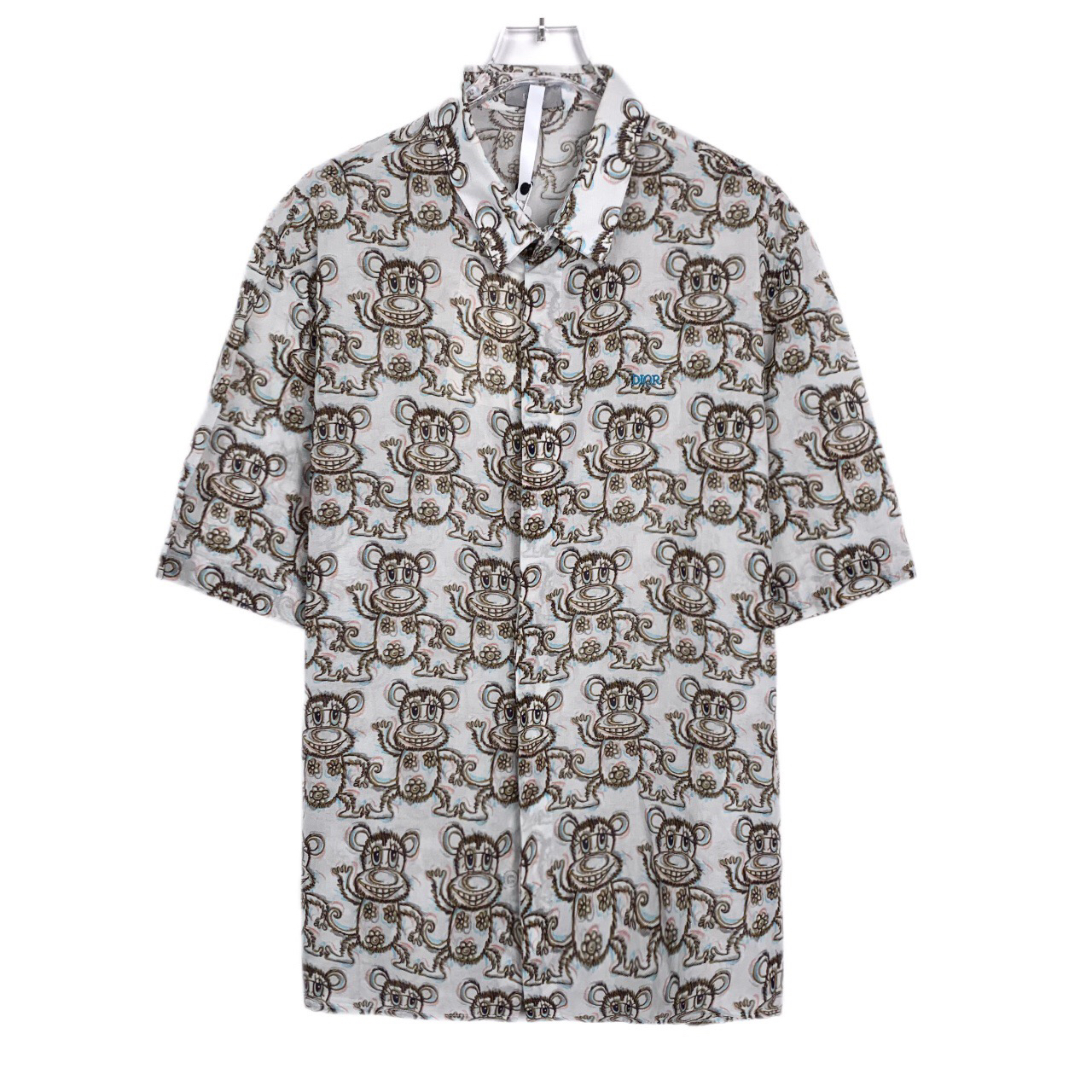 99新 DIOR/迪奥 000089 联名款logo刺绣满印翻领衬衫 41码