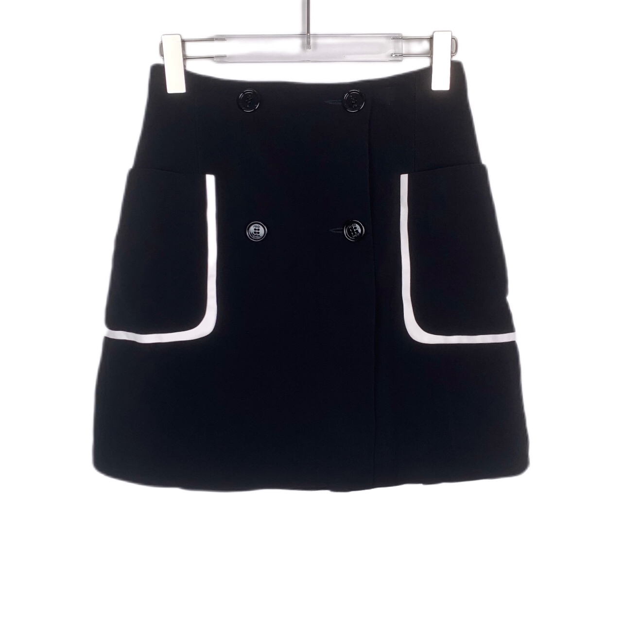 99新 FENDI/芬迪 000076 双排扣口袋设计A字裙短裙 38码