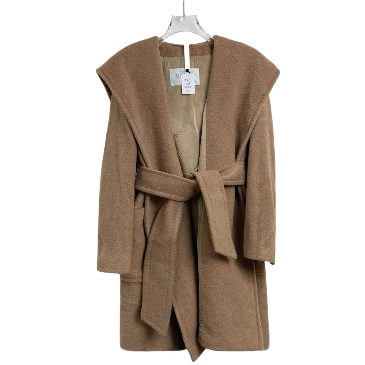 99新 MaxMara 000757 rialto系列纯色翻领宽松中长款棕色 34码