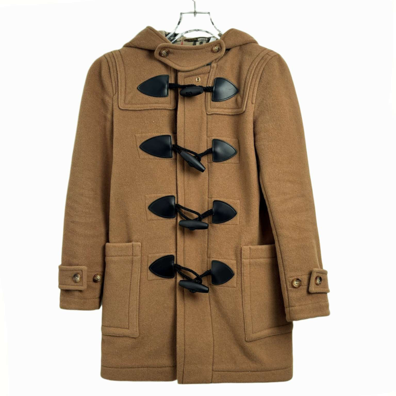 99新 BURBERRY/博柏利 000784 直筒牛角扣中长款大衣棕色 34码