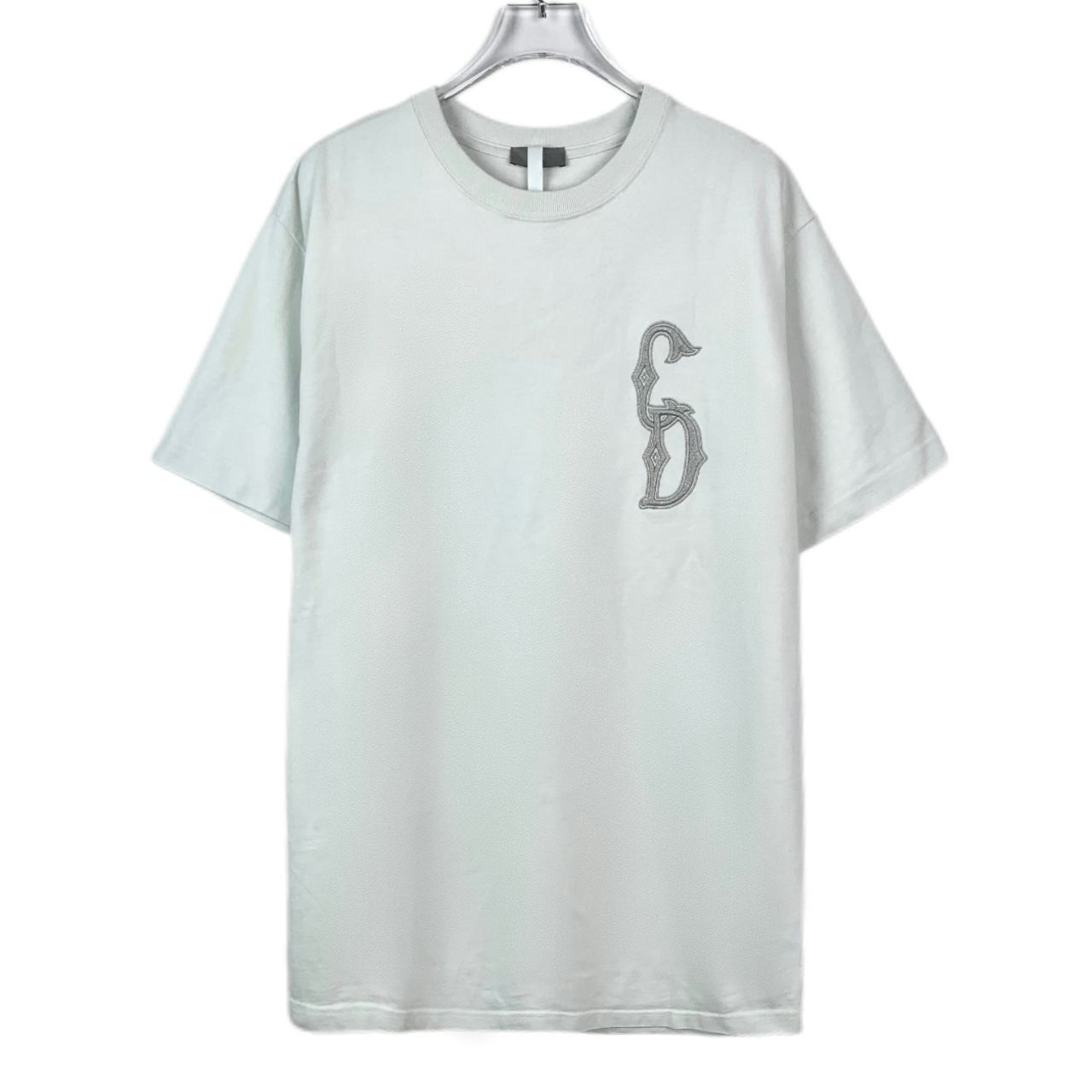 95新 DIOR/迪奥 000046 logo字母刺绣圆领浅绿色短袖 M码 