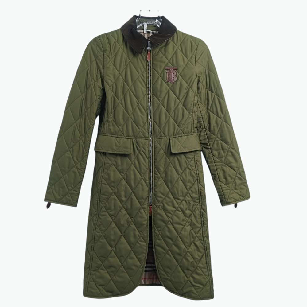 99新 BURBERRY/博柏利 000854 纯色休闲菱格绗缝夹克外套 S码