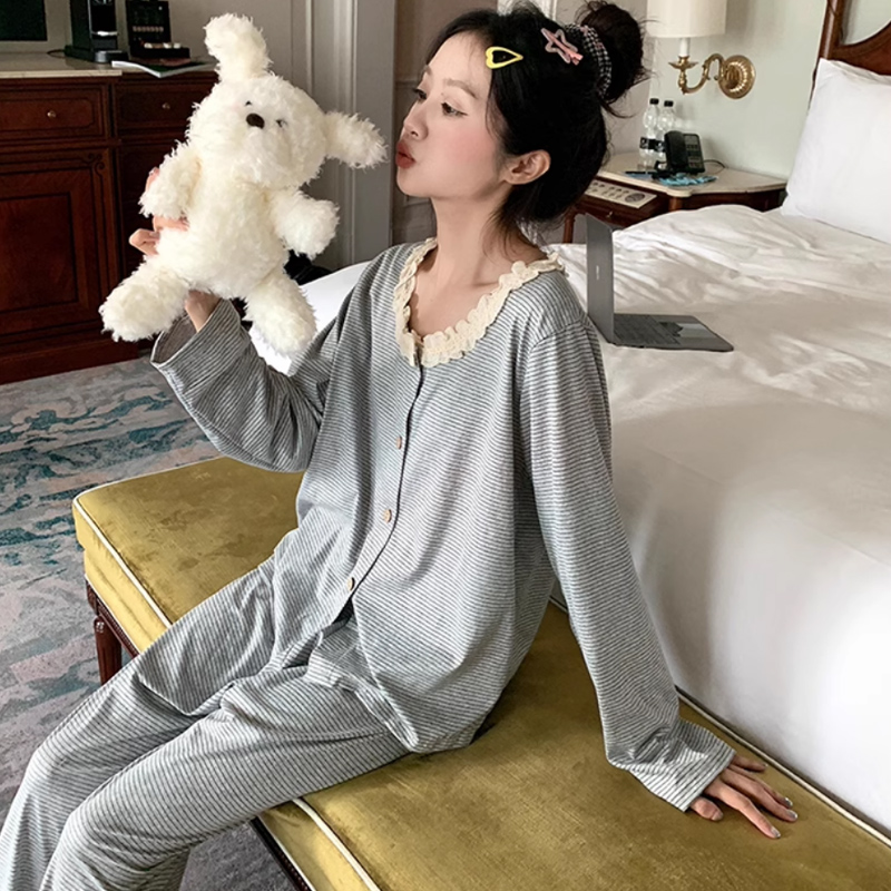 【带胸垫-春秋款】月子服透气产后产妇孕妇哺乳衣睡衣家居服可外穿