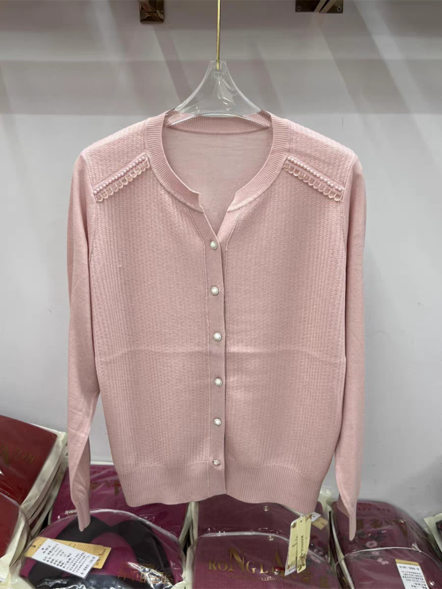 37开衫肩带珍珠毛衣（衣长59左右）76203