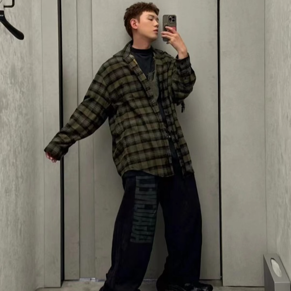 【后劲原样开发】8+镜像字母卫裤弹力松紧腰爆裂纹印花潮流中性