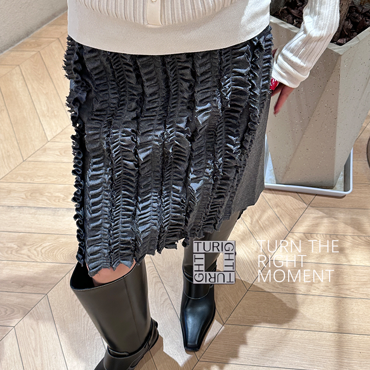 ETHOR 24FW 设计师品牌 TURIGHT买手店 灰色褶裥短裙