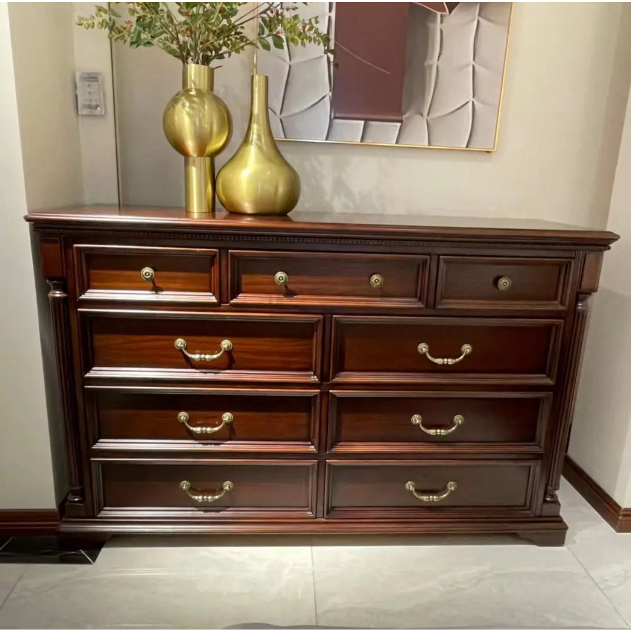 XC10-4-1九斗柜美式风格 金丝黄檀木家用  卧室 多功能储物柜