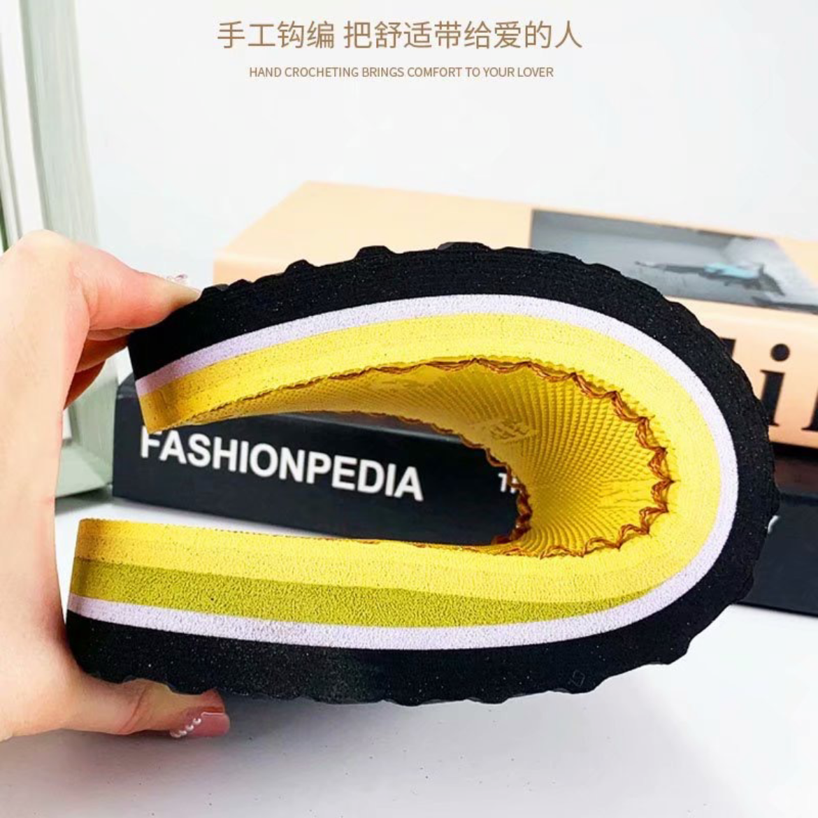 手工钩织防滑耐磨橡胶鞋底舒适耐用