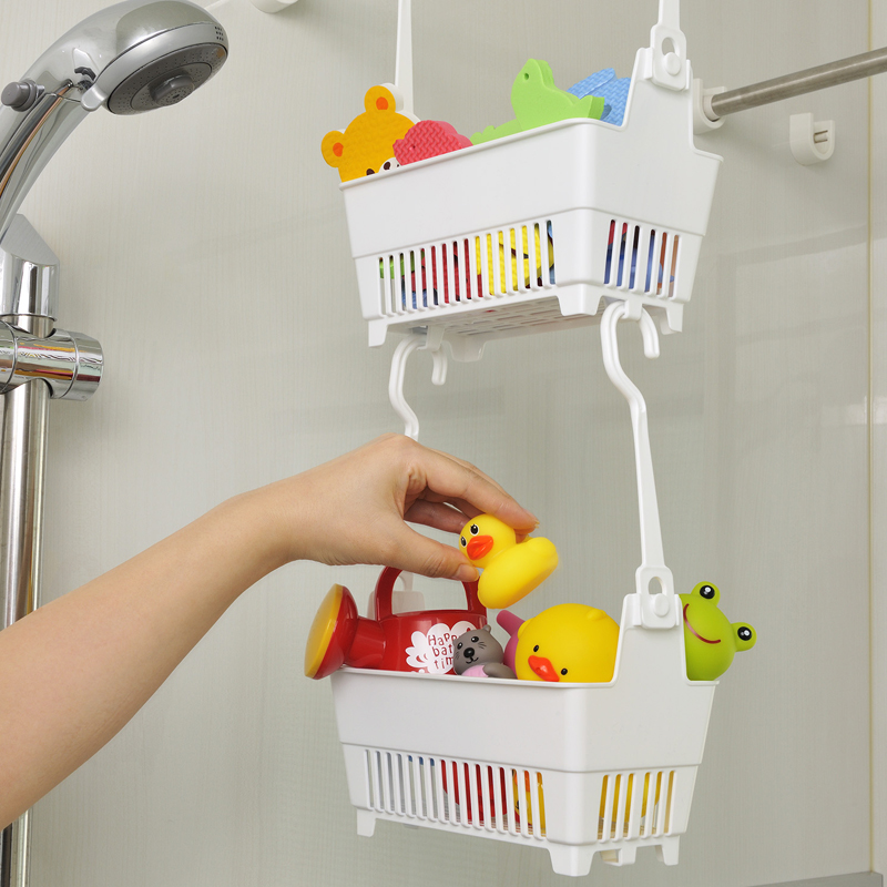 日本进口INOMATA创意免打孔挂式浴室整理收纳篮塑料卫生间置物篮