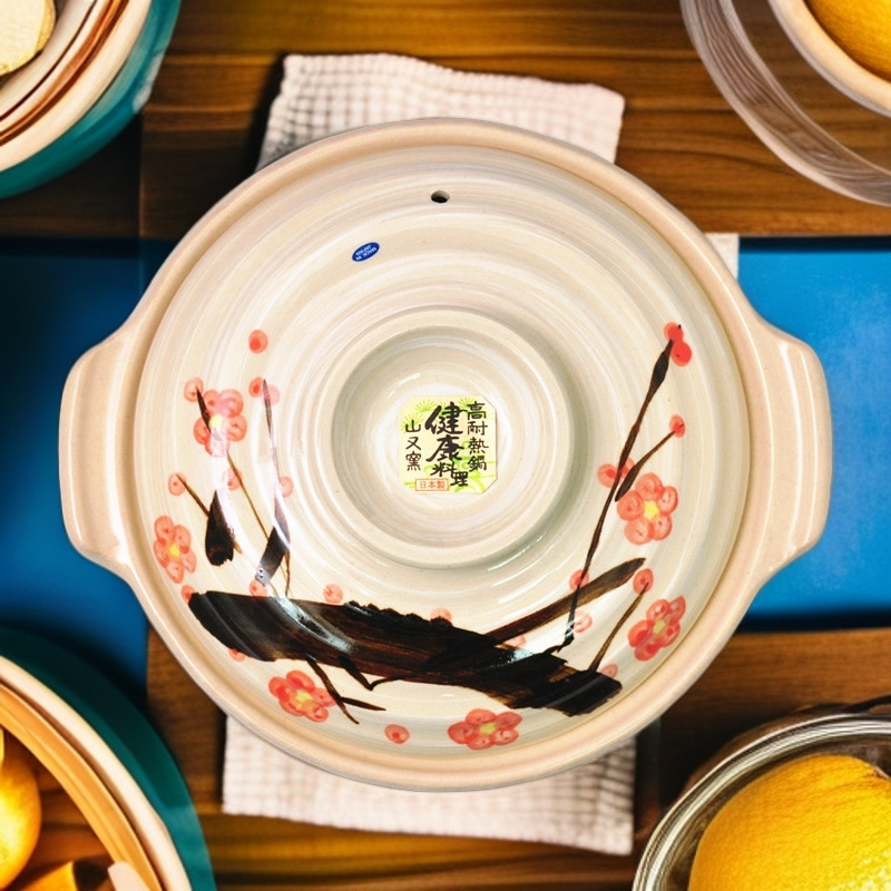 日本原装进口万古烧8号9号梅花砂锅陶锅土锅炖煲汤煲陶瓷煲