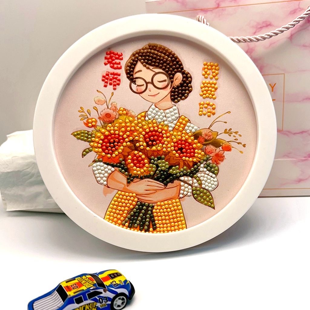  新款教师节diy女孩儿童手工制作粘贴学生礼物送老师玩具钻石贴画