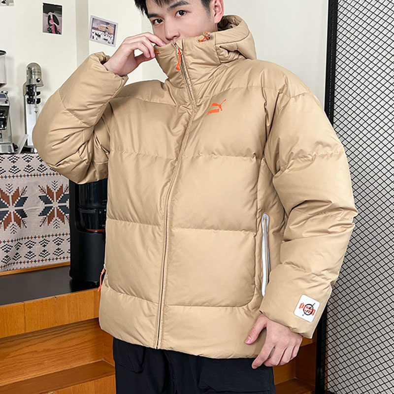 PUMA彪马羽绒服男装2023秋冬季新款简约短款连帽保暖运动服