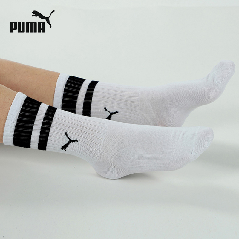 PUMA彪马男袜女袜2023运动跑步透气条纹休闲中筒袜|907012-03