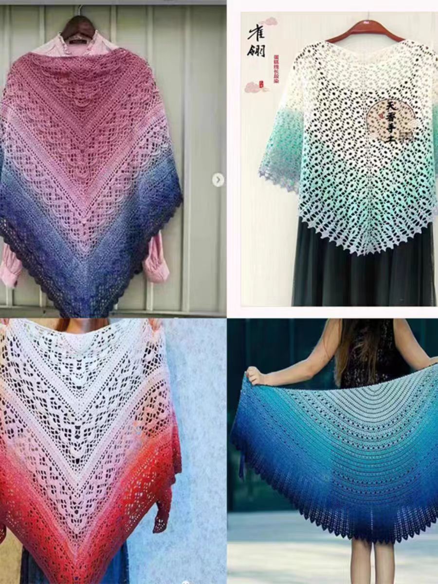 红姐毛线桑蚕丝棉线长段染渐变蛋糕线宝宝线手编夏季钩针围巾披肩