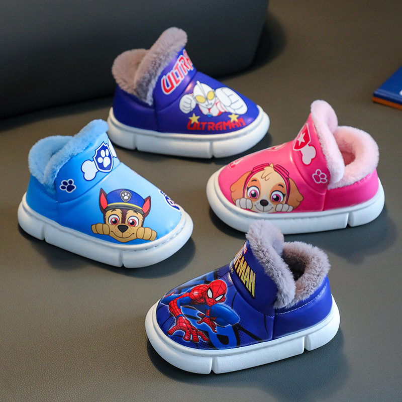 汪汪队2023新款儿童棉拖pu皮防水防滑软底加绒加厚中小男女宝宝SD