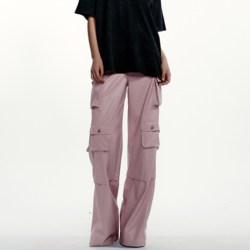 FORDARE福蝶秋冬款蛋白皮多口袋工装裤百搭潮流宽松休闲裤 1348