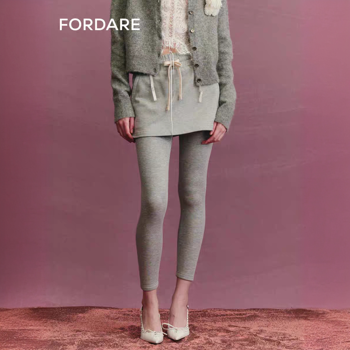 FORDARE福蝶 秋冬 双层加绒卫衣裙打底裤时尚休闲女士加厚1614