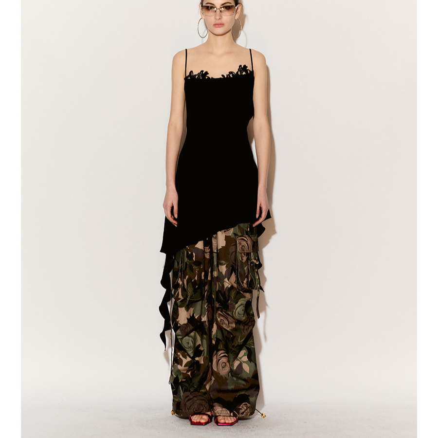 FORDARE/福蝶春夏显瘦气质时尚设计师小众玫瑰迷彩工装裤2208