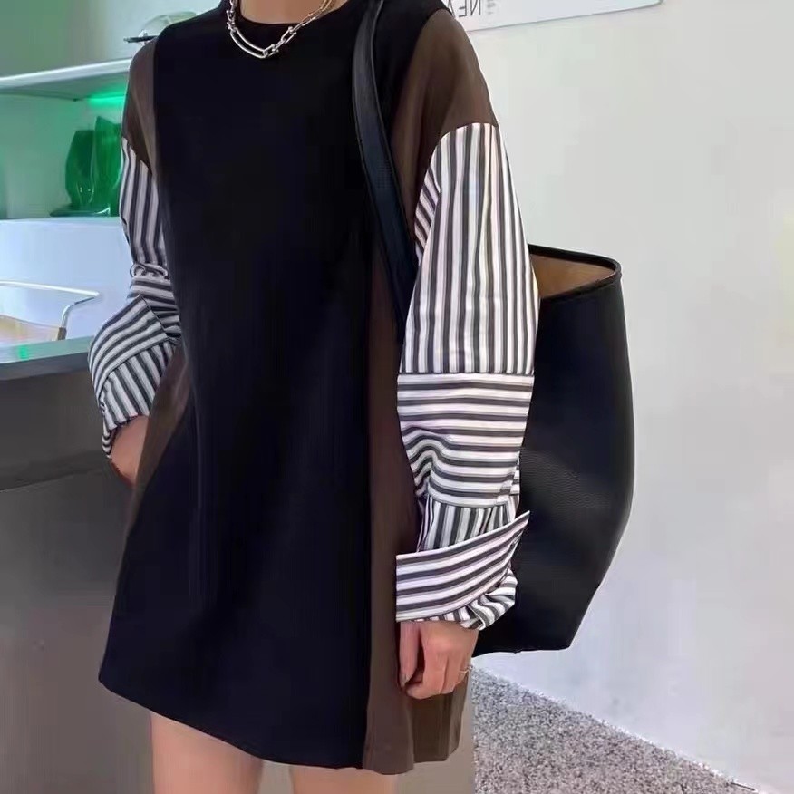 2022年秋季新款衬衣修袖拼接连衣裙长袖时尚衬衫