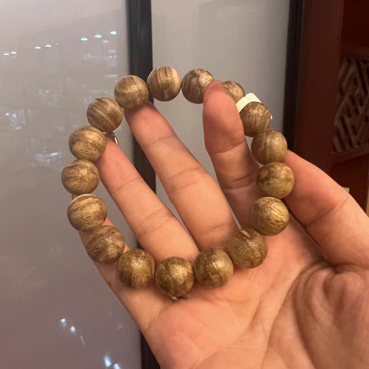 木鉴阁沉香dlg0012虎皮纹圆珠1.2手串一串