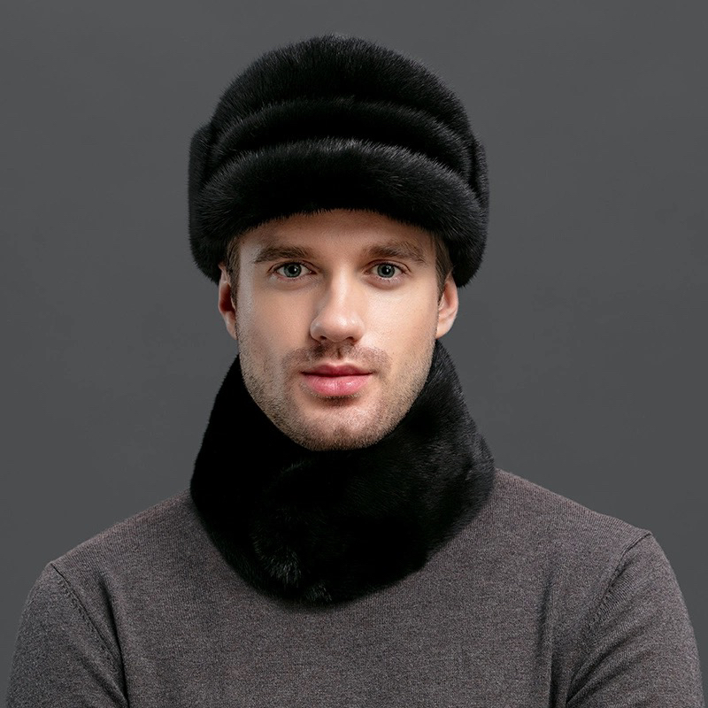 貂皮帽子男士雷克保暖整貂东北老人护耳水貂毛皮草帽子冬天时尚