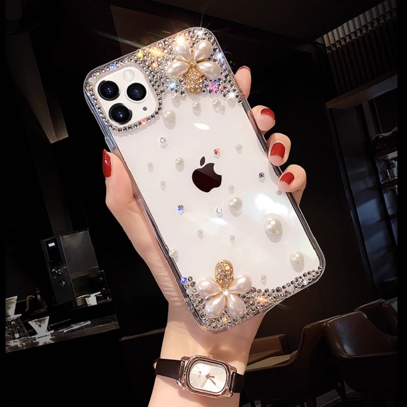 适用苹果15promax手机壳女款奢华水钻14透明15por硅胶防摔15新品