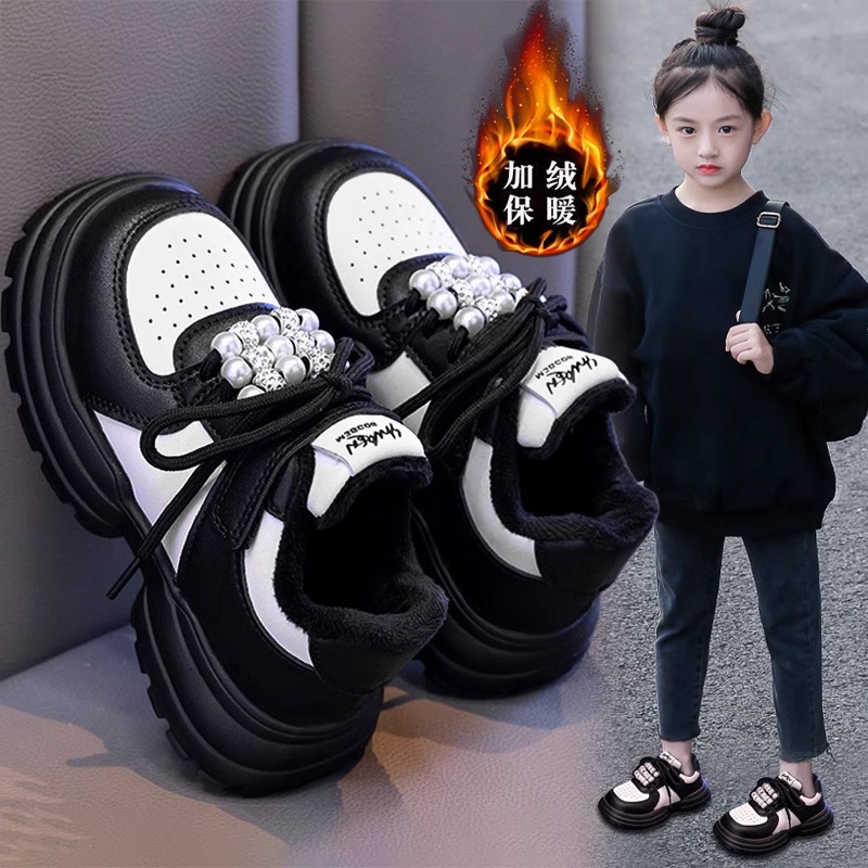回力瑞女童棉鞋秋冬季2023新款儿童加绒二棉运动鞋女孩中大童保暖
