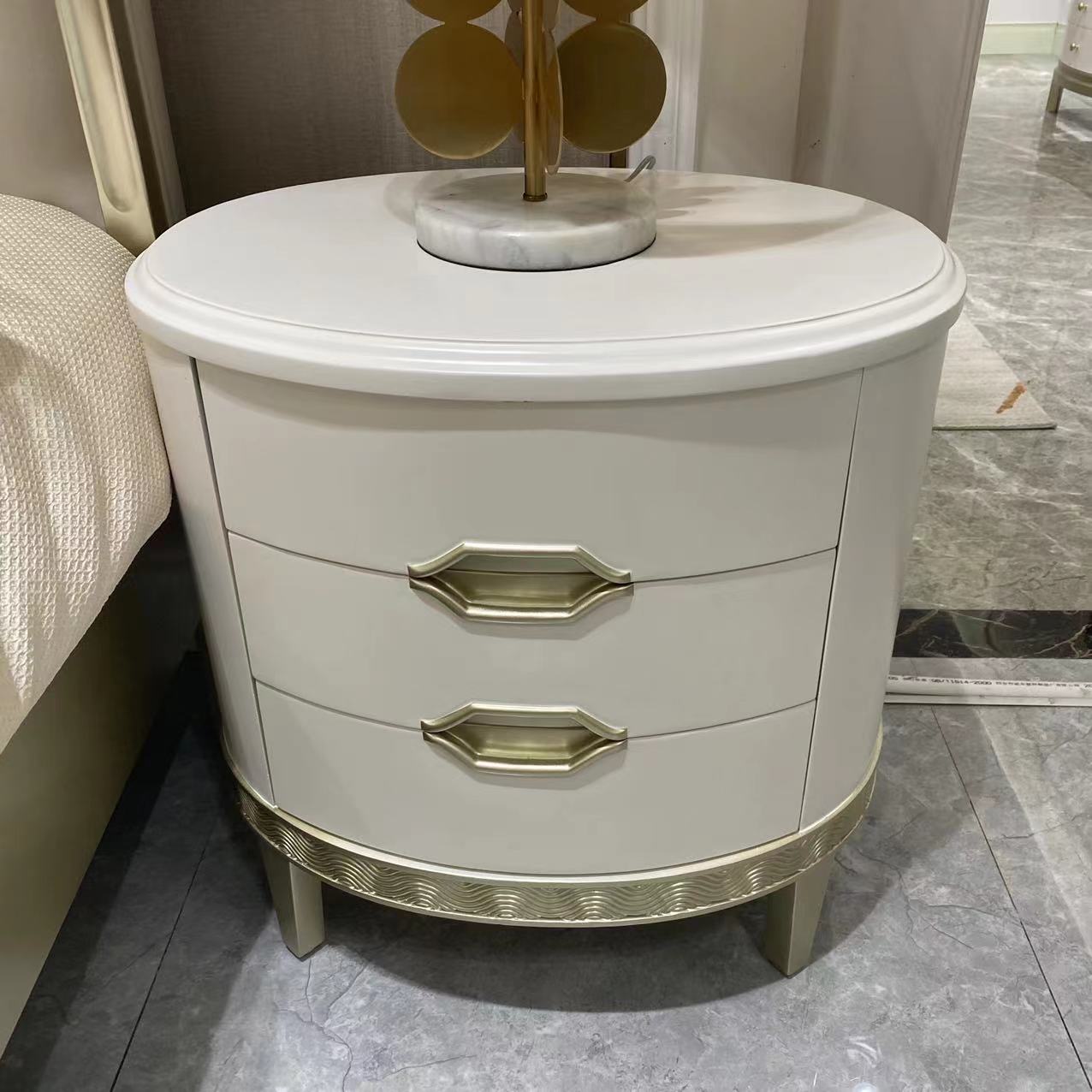 美式轻奢实木床头柜高级家用床边小柜子储物卧室床边柜