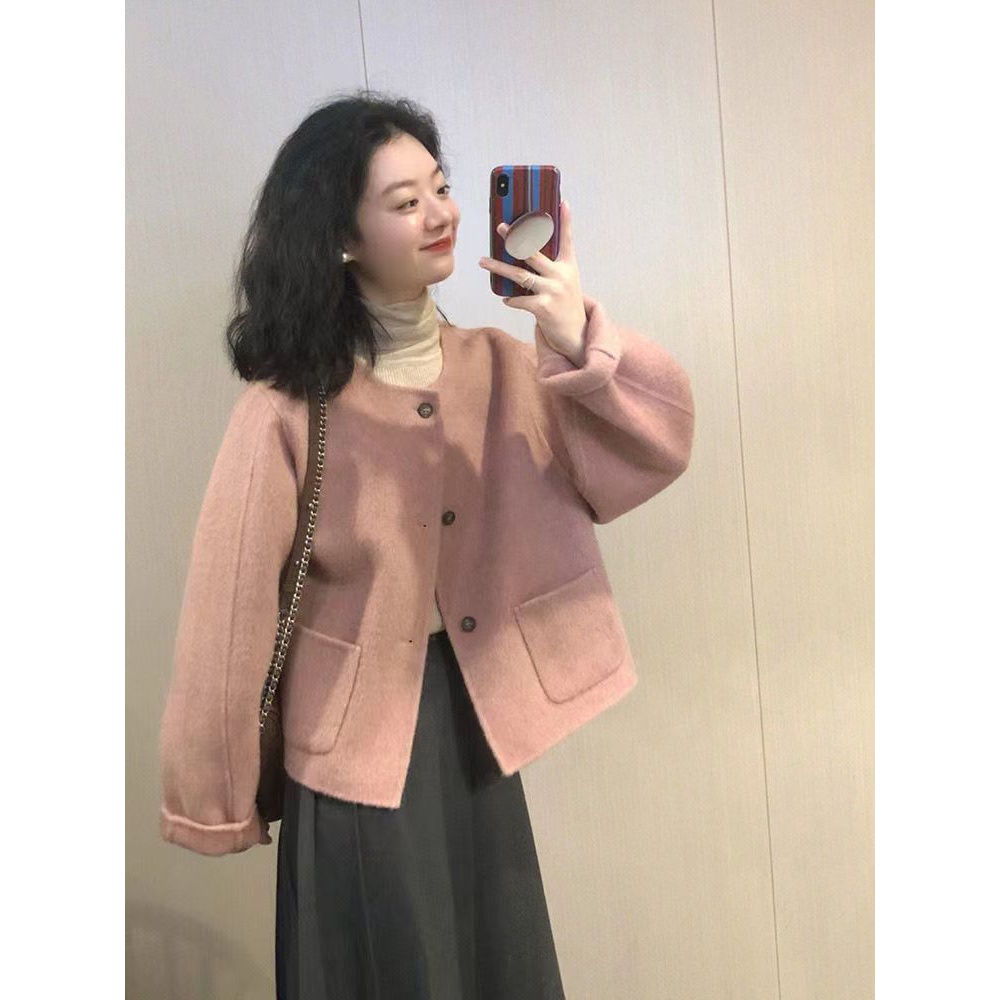 双面毛呢小香风外套女秋冬季新款外穿通勤温柔系入秋穿搭一整套裙