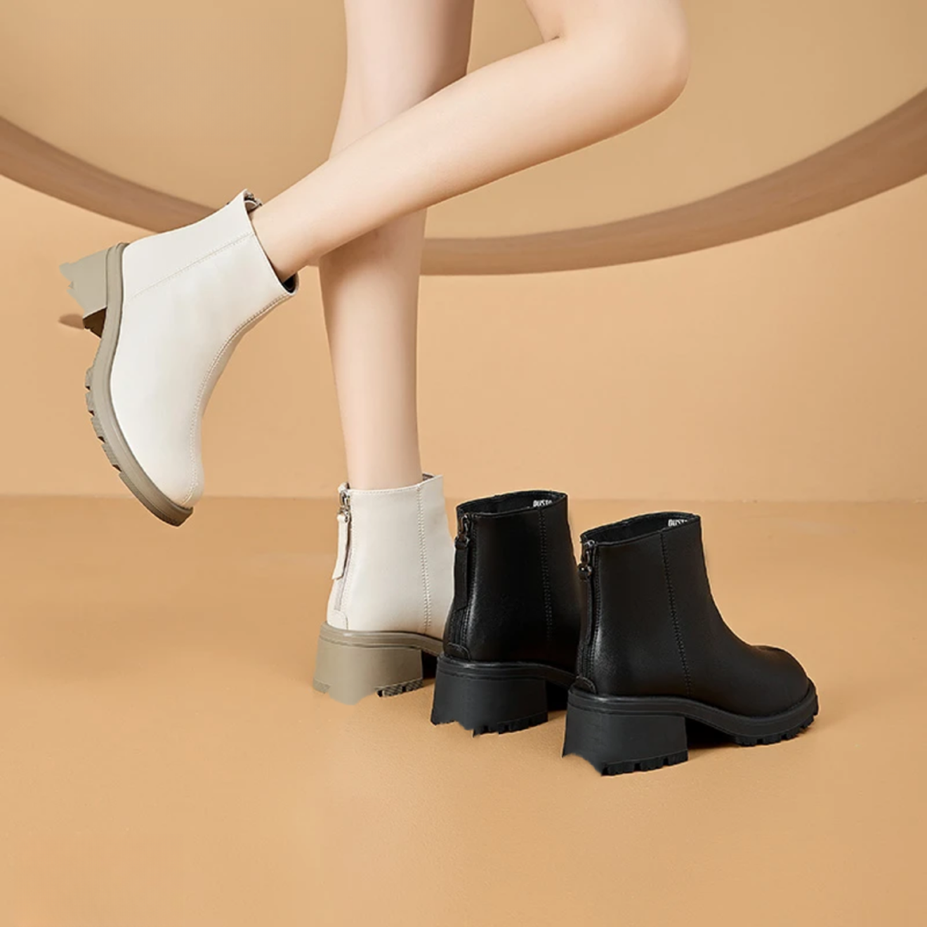 2024新款显瘦中筒靴女冬季加绒保暖潮流时装靴百搭粗跟1279