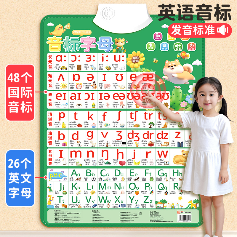 音标有声挂图英语发音和自然拼读48个英文字母口诀表儿童学习神器