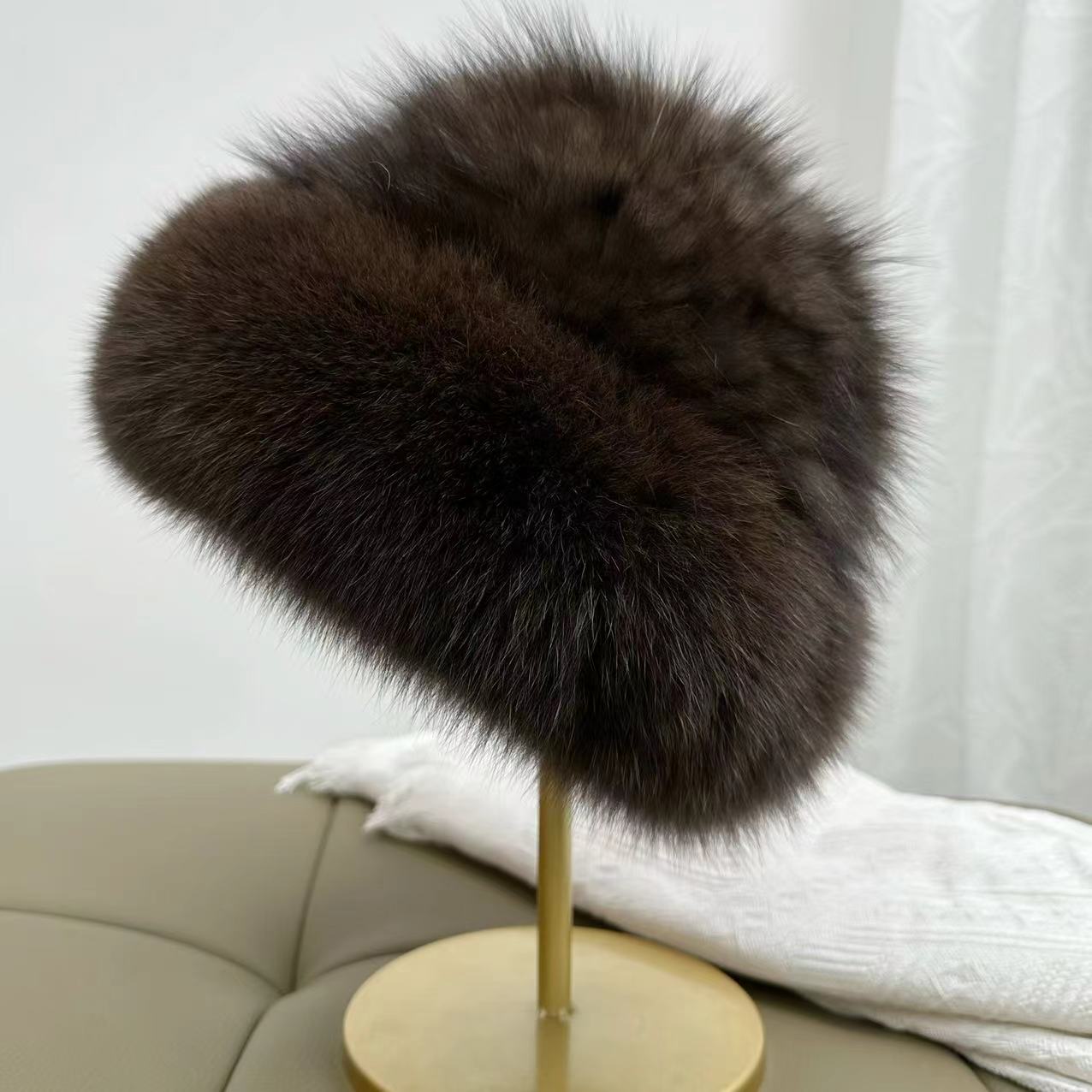 韩版稀有皮草帽子女冬季水貂貂毛毛毛帽子编织保暖护耳百搭毛绒绒