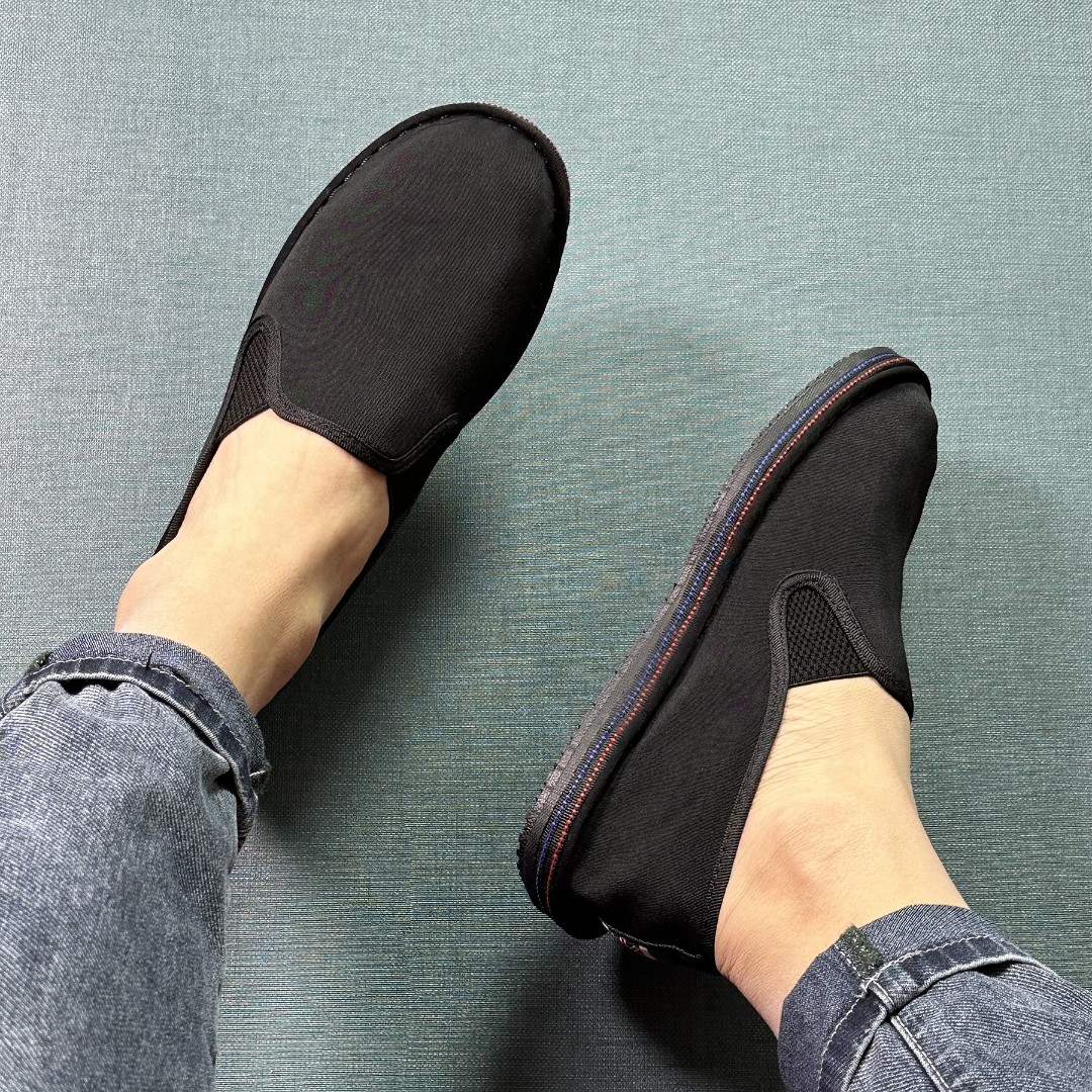 2025老北京布鞋男款黑色布鞋加厚一脚蹬休闲鞋套脚厚底懒人鞋