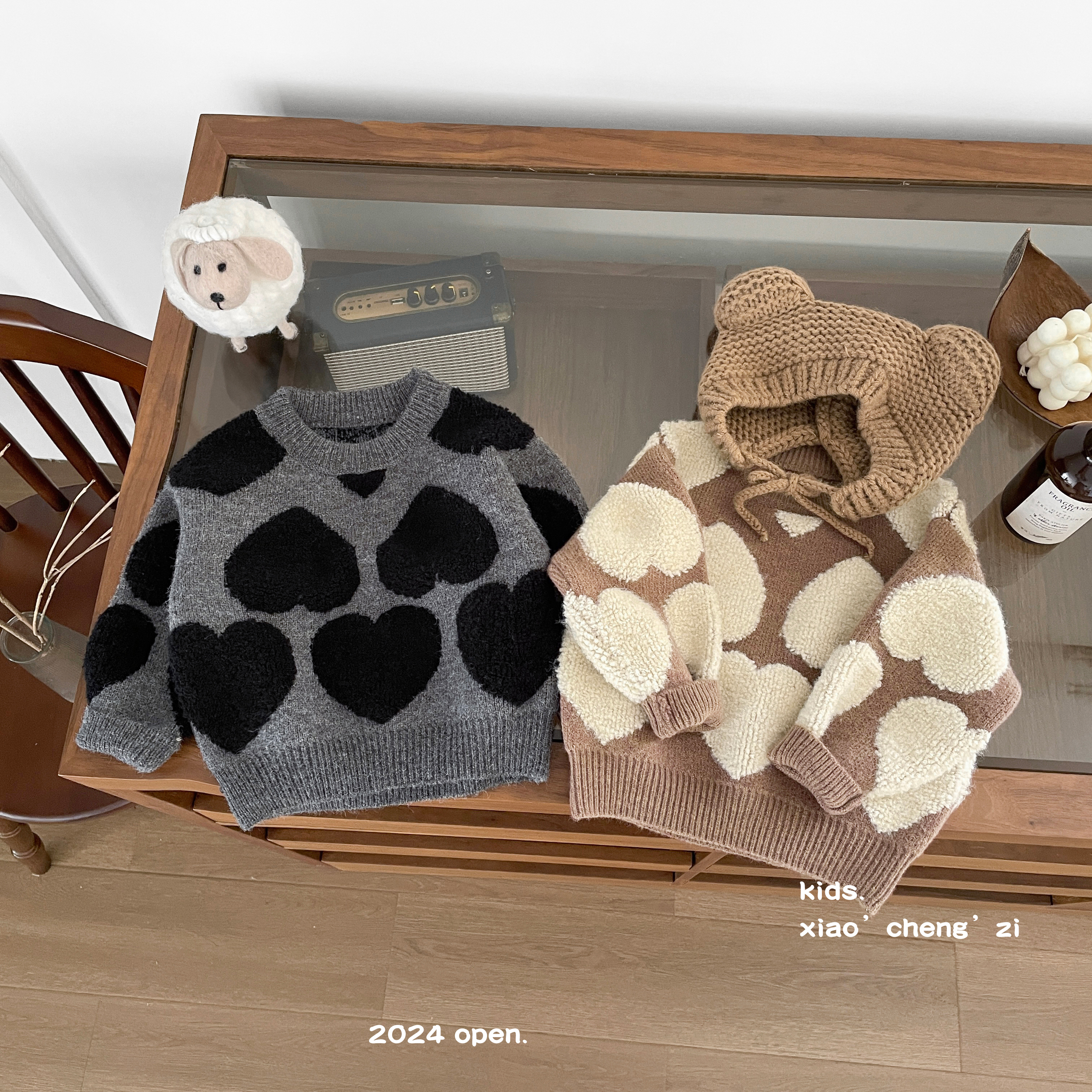 T24D86儿童套头针织洋气爱心毛衣男童女童韩版小童圆领宝宝