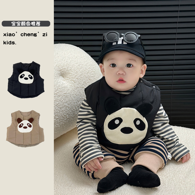 T24D76秋冬季男童马甲小宝宝韩版卡通保暖背心婴儿外穿加厚衣服潮