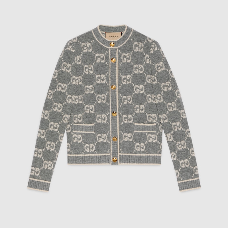 全新未使用 GUCCI/古驰 魔方/专柜/GG羊毛结子绒提花开衫/713300