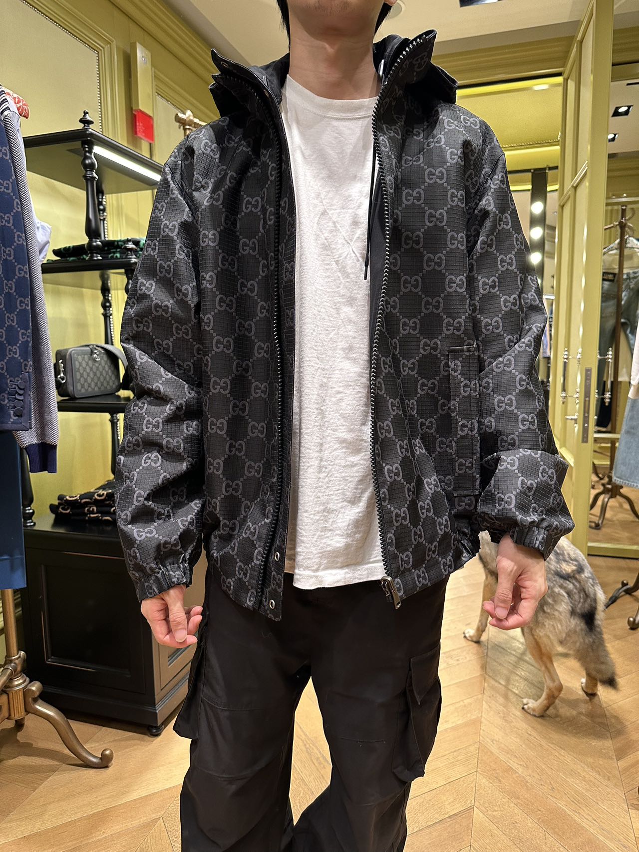 全新未使用 GUCCI/古驰 魔方/专柜/双G尼龙格子布夹克 /770276