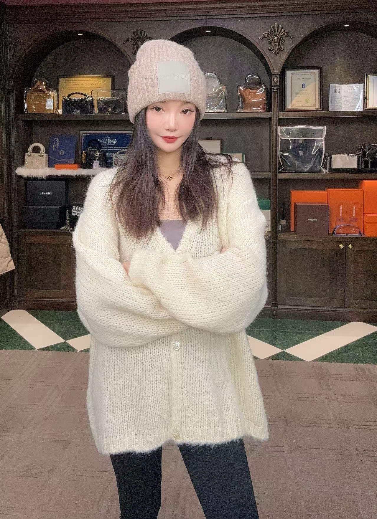 全新未使用 MaxMara 精选 纯色单排扣羊毛开衫